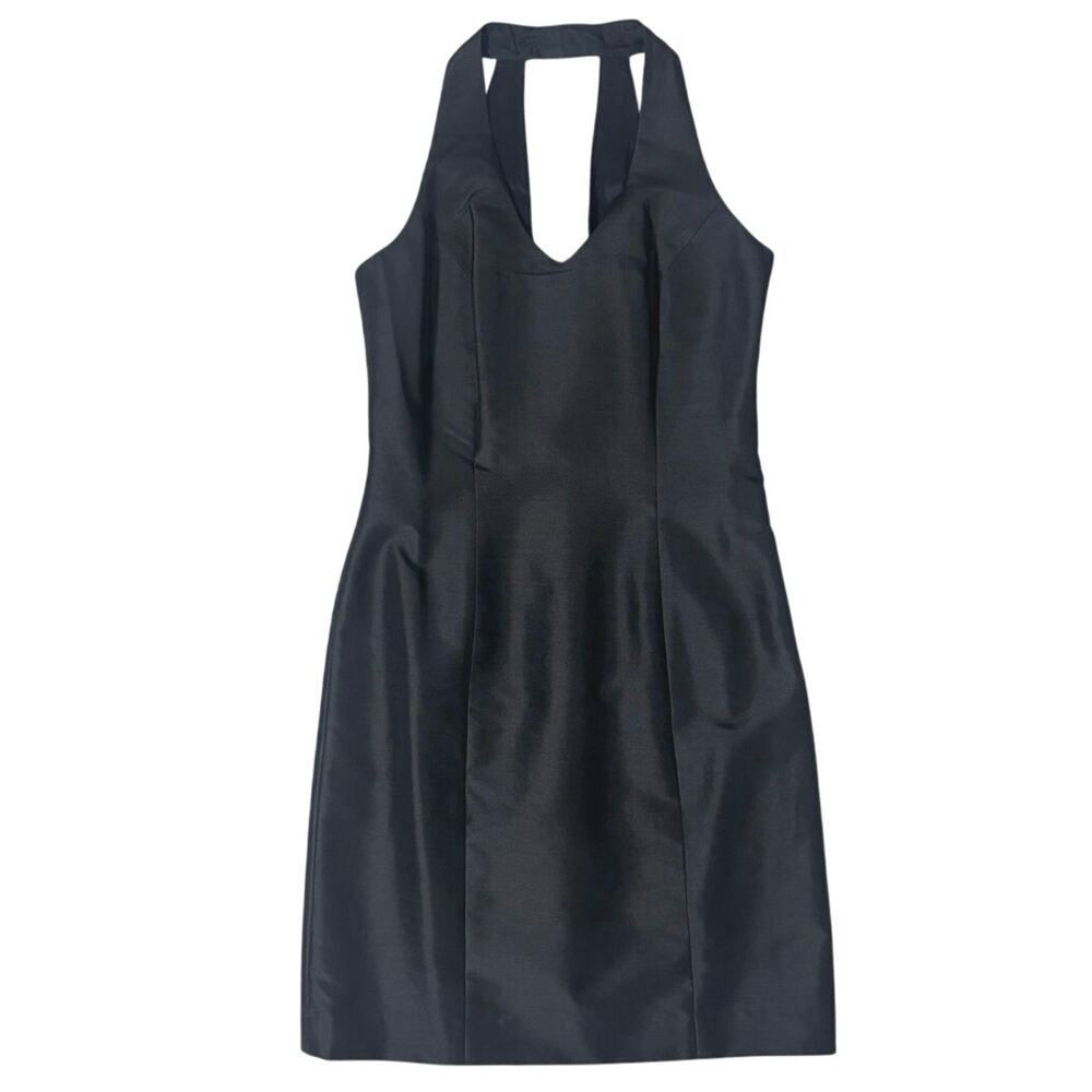 Moda International Womens 2 100% Silk Halter Mini Dress Black Cocktail Party Y2K - Picture 1 of 14